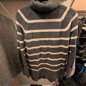 a new day Charcoal and Cream Striped Turtleneck Sweater